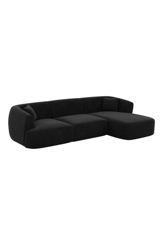 Canapé d'angle droit Ozura - Noir - 5 places - Tissu toucher velours