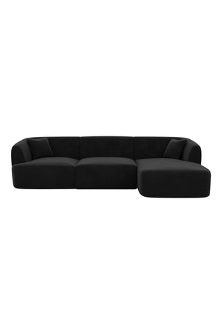 Canapé d'angle droit Ozura - Noir - 5 places - Tissu toucher velours