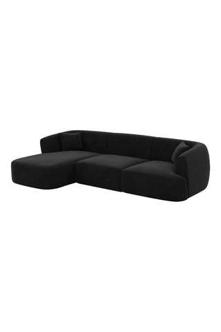 Canapé d'angle gauche Ozura - Noir - 5 places - Tissu toucher velours