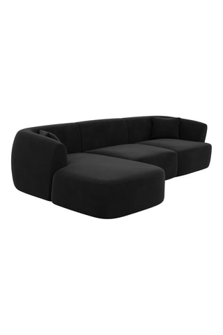 Canapé d'angle gauche Ozura - Noir - 5 places - Tissu toucher velours