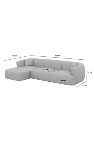 Canapé d'angle gauche Ozura - Noir - 5 places - Tissu toucher velours