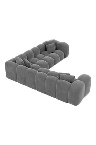 Canapé d'angle Nuvola - Gris foncé - 6 places - Tissu toucher velours
