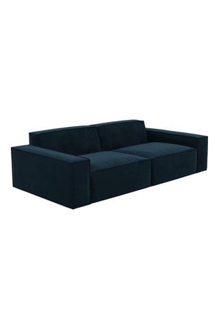 Canapé droit Lionel - Bleu foncé - 3 places - Tissu velours