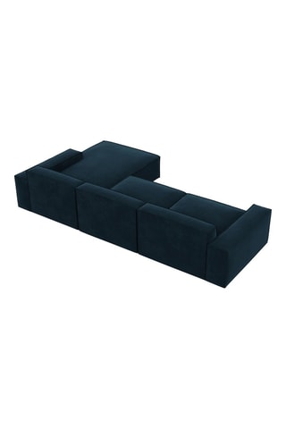 Canapé d'angle droit Lionel - Bleu foncé - 5 places - Tissu toucher velours