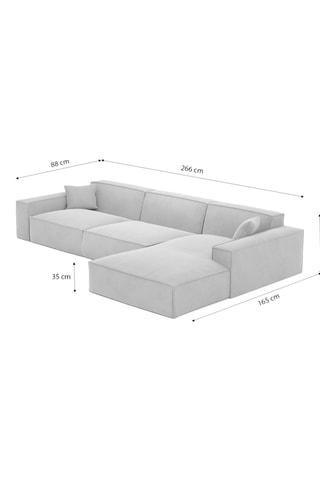 Canapé d'angle droit Lionel - Bleu foncé - 5 places - Tissu toucher velours