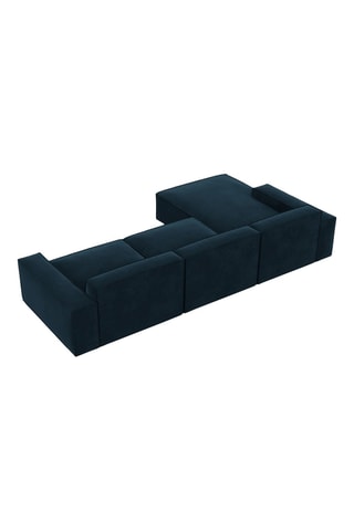 Canapé d'angle gauche Lionel - Bleu foncé - 5 places - Tissu toucher velours