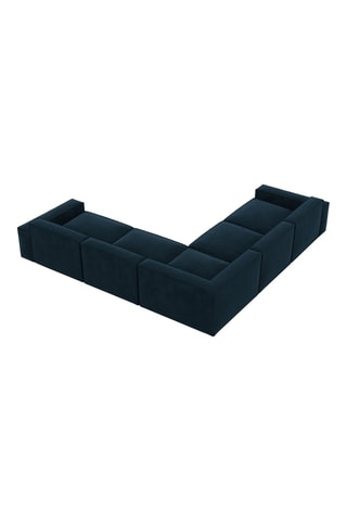 Canapé d'angle Lionel - Bleu foncé - 6 places - Tissu toucher velours