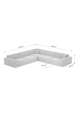 Canapé d'angle Lionel - Bleu foncé - 6 places - Tissu toucher velours