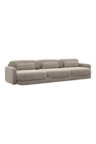 Canapé droit Migala - Beige foncé - 3 places - Tissu velours
