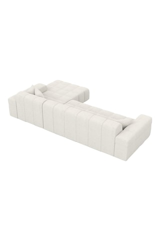 Canapé d'angle droit Cardano - Blanc - 5 places - Tissu bouclette