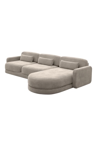 Canapé d'angle droit Migala - Beige foncé - 5 places - Tissu toucher velours