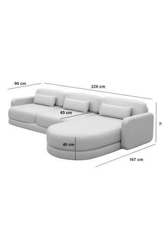 Canapé d'angle droit Migala - Beige foncé - 5 places - Tissu toucher velours