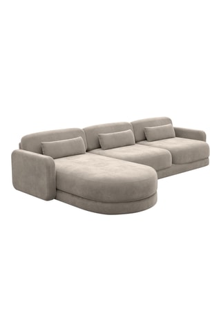 Canapé d'angle gauche Migala - Beige foncé - 5 places - Tissu toucher velours