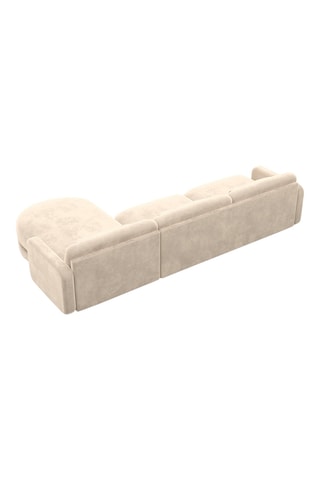 Canapé d'angle droit Migala - Crème - 5 places - Tissu toucher velours