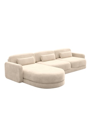 Canapé d'angle gauche Migala - Crème - 5 places - Tissu toucher velours