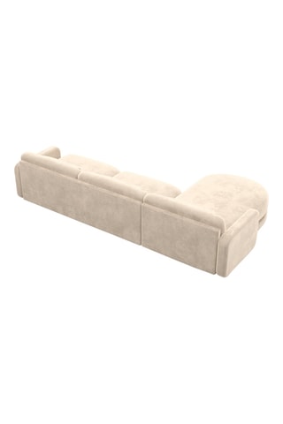 Canapé d'angle gauche Migala - Crème - 5 places - Tissu toucher velours
