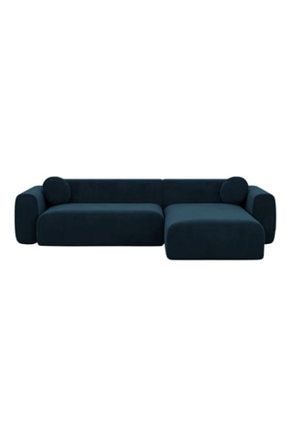 Canapé d'angle droit Moloko - Bleu foncé - 5 places - Tissu toucher velours