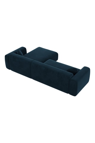 Canapé d'angle droit Moloko - Bleu foncé - 5 places - Tissu toucher velours