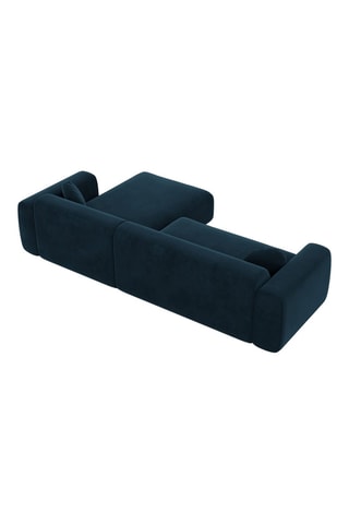 Canapé d'angle droit Moloko - Bleu foncé - 5 places - Tissu toucher velours
