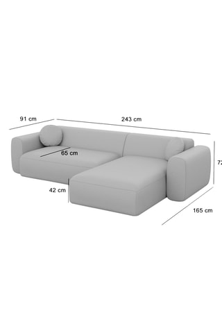 Canapé d'angle droit Moloko - Bleu foncé - 5 places - Tissu toucher velours