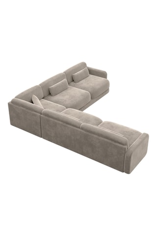 Canapé d'angle Migala - Beige foncé - 6 places - Tissu toucher velours