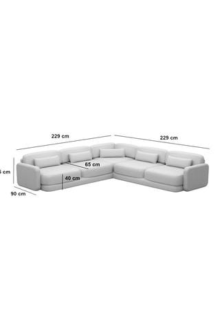 Canapé d'angle Migala - Beige foncé - 6 places - Tissu toucher velours