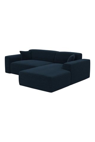 Canapé d'angle droit Lenova - Bleu atlantique - 5 places - Tissu velours côtelé