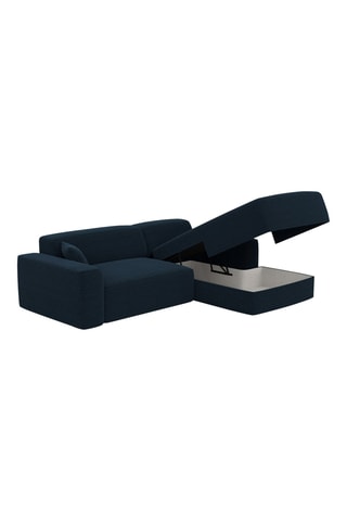 Canapé d'angle droit convertible Lenova - Bleu atlantique - 5 places - Tissu velours côtelé