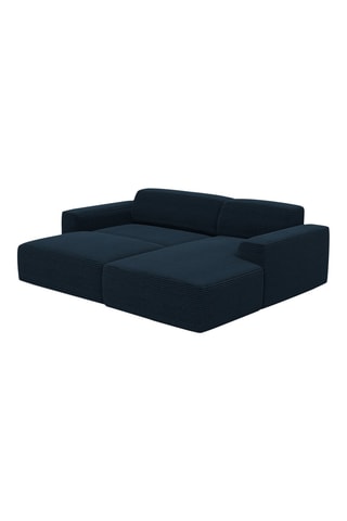 Canapé d'angle droit convertible Lenova - Bleu atlantique - 5 places - Tissu velours côtelé