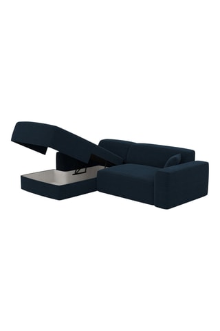 Canapé d'angle gauche convertible Lenova - Bleu atlantique - 5 places - Tissu velours côtelé