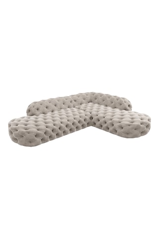 Canapé d'angle droit Honey - Crème - 6 places - Tissu toucher velours