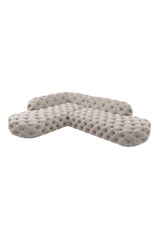 Canapé d'angle gauche Honey - Crème - 6 places - Tissu toucher velours