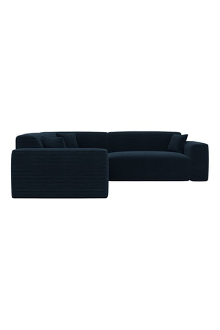 Canapé d'angle Lenova - Bleu foncé - 6 places - Tissu toucher velours côtelé