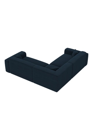 Canapé d'angle Lenova - Bleu foncé - 6 places - Tissu toucher velours côtelé