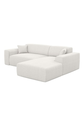 Canapé d'angle droit Lenova - Blanc - 5 places - Tissu structuré