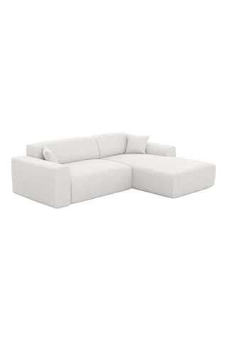 Canapé d'angle droit Lenova - Blanc - 5 places - Tissu structuré