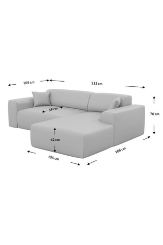 Canapé d'angle droit Lenova - Blanc - 5 places - Tissu structuré