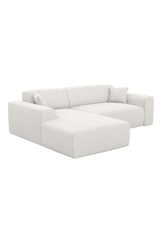 Canapé d'angle gauche Lenova - Blanc - 5 places - Tissu structuré