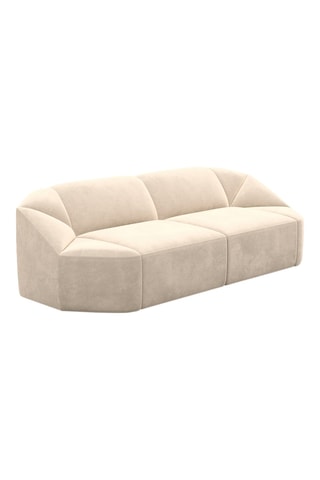 Canapé droit Laguna - Crème - 3 places - Tissu velours