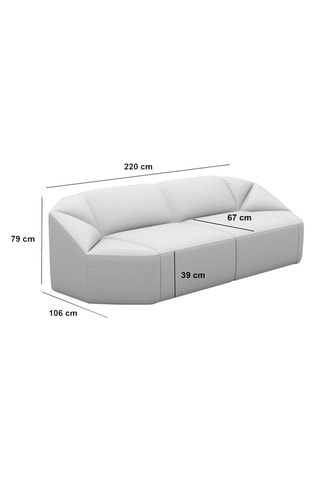 Canapé droit Laguna - Crème - 3 places - Tissu velours