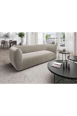 Canapé droit Leroy - Beige foncé - 3 places - Tissu velours