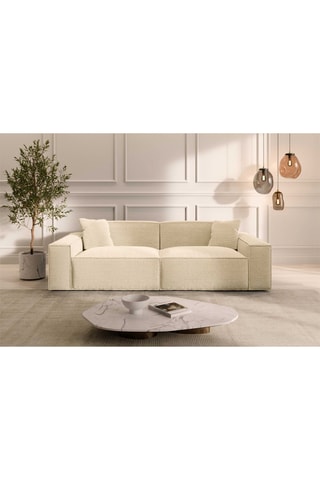 Canapé droit Lionel - Beige clair - 3 places - Tissu velours côtelé