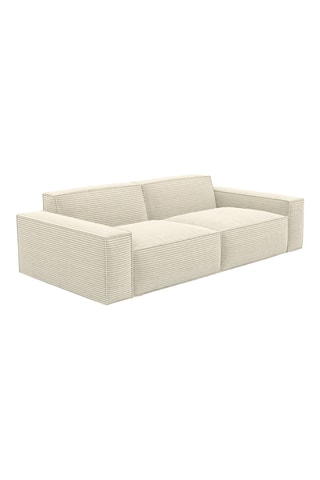 Canapé droit Lionel - Beige clair - 3 places - Tissu velours côtelé