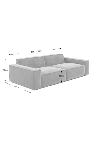 Canapé droit Lionel - Beige clair - 3 places - Tissu velours côtelé