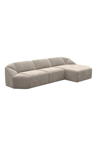 Canapé d'angle droit Laguna - Beige foncé - 5 places - Toucher velours