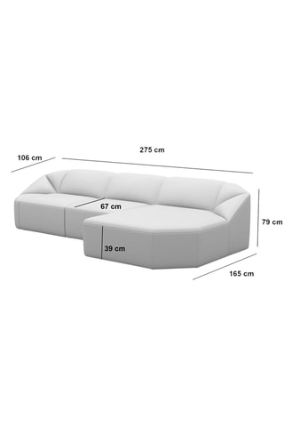 Canapé d'angle droit Laguna - Beige foncé - 5 places - Toucher velours
