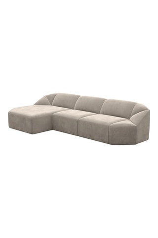 Canapé d'angle gauche Laguna - Beige foncé - 5 places - Toucher velours