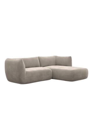 Canapé d'angle droit Leroy - Beige foncé - 5 places - Tissu toucher velours