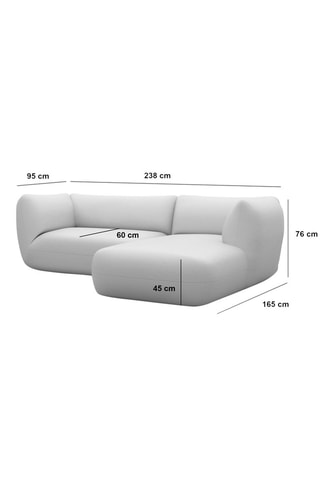 Canapé d'angle droit Leroy - Beige foncé - 5 places - Tissu toucher velours
