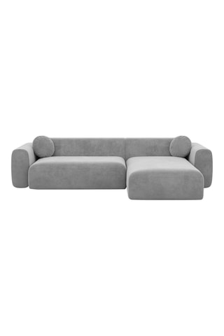 Canapé d'angle droit Moloko - Gris clair - 5 places - Tissu toucher velours